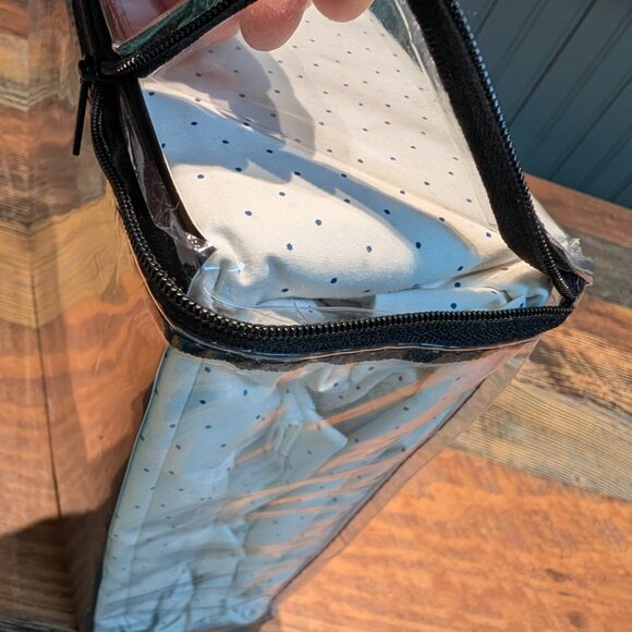 Ralph Lauren 100% Cotton Percale Full Sheet Set White with Navy Pin Dots - Picture 4 of 5